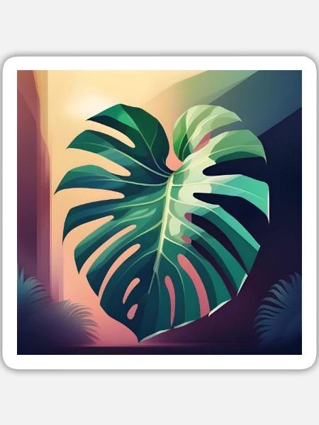 Monstera Leaf - Sticker Größe L (20 x 20 cm) - Mattweiß