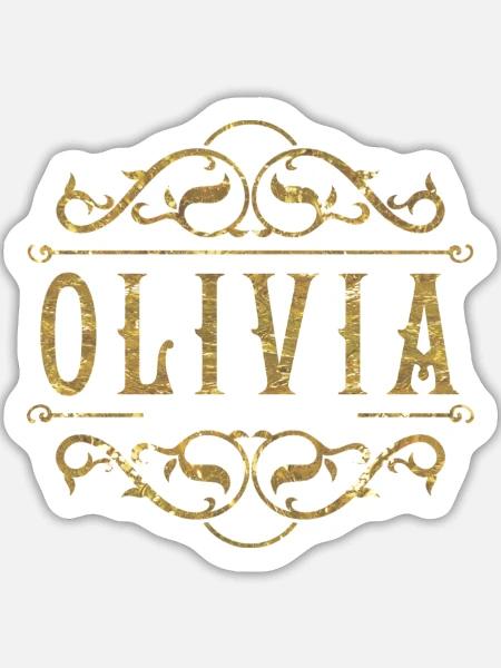 Olivia gold - Sticker Größe L (20 x 20 cm) - Mattweiß