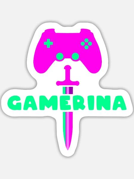GAMERINA Neon Sword Logo - Sticker Größe L (20 x 20 cm) - Mattweiß