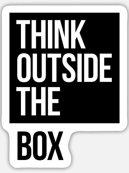 Think Outside The Box - Sticker Größe L (20 x 20 cm) - Mattweiß