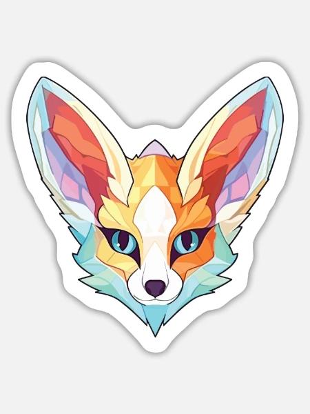 Fennec Fuchs Bunte Aquarell-Tierillustration - Sticker Größe L (20 x 20 cm) - Mattweiß