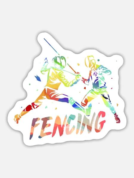 Blitzschneller Fechter Turnierkampf - Sticker Größe L (20 x 20 cm) - Mattweiß