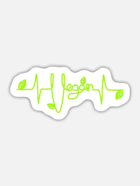 Vegan Herzschlag - Sticker Größe L (20 x 20 cm) - Mattweiß