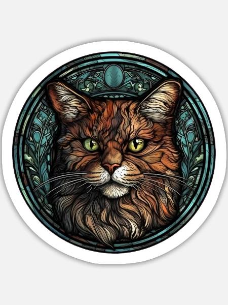 Manx Cat Breed Aquarellglas - Sticker Größe L (20 x 20 cm) - Mattweiß