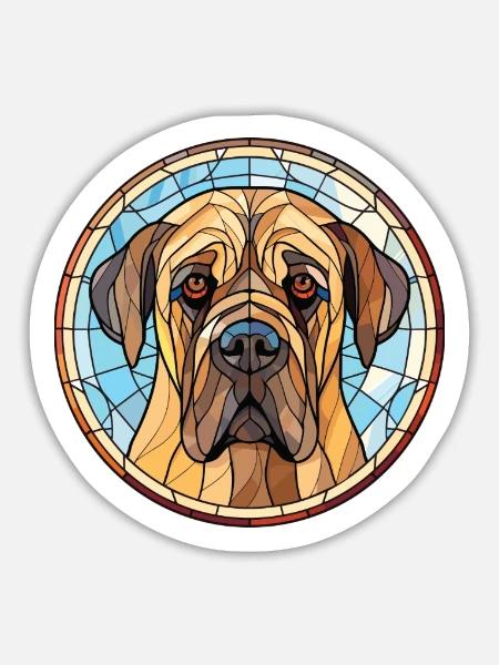 Englische Doggen-Hunderasse Aquarell-Illustration - Sticker Größe L (20 x 20 cm) - Mattweiß