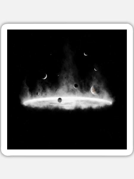 Nebulae Feuer-Silhouette auf Dunkelgrau - Sticker Größe L (20 x 20 cm) - Mattweiß