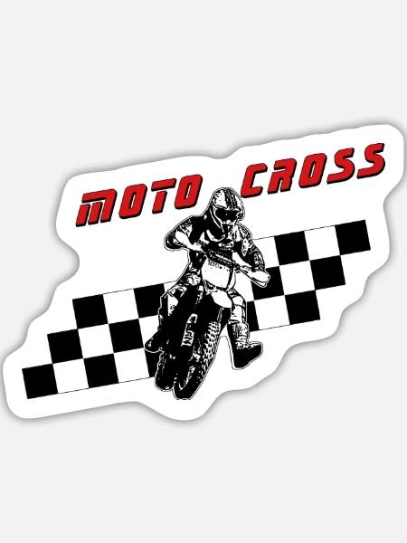 racing motocross - Sticker Größe L (20 x 20 cm) - Mattweiß