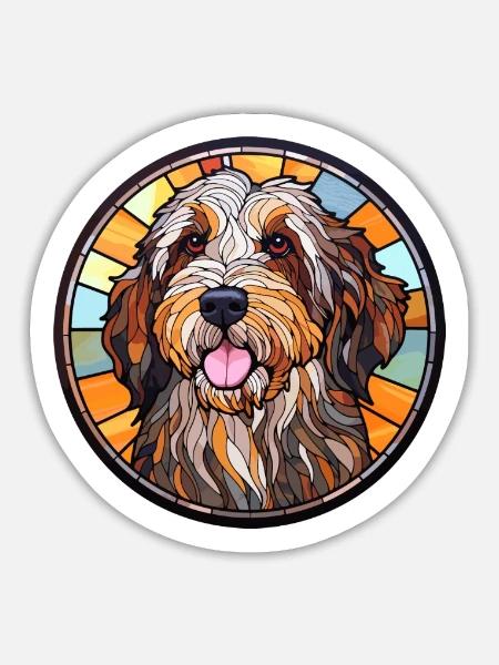 Picardie Schäferhund Hunderasse Buntglas Bunt - Sticker Größe L (20 x 20 cm) - Mattweiß