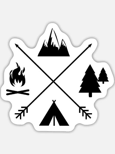 Campingzeit individuell schwarz - Sticker Größe L (20 x 20 cm) - Mattweiß
