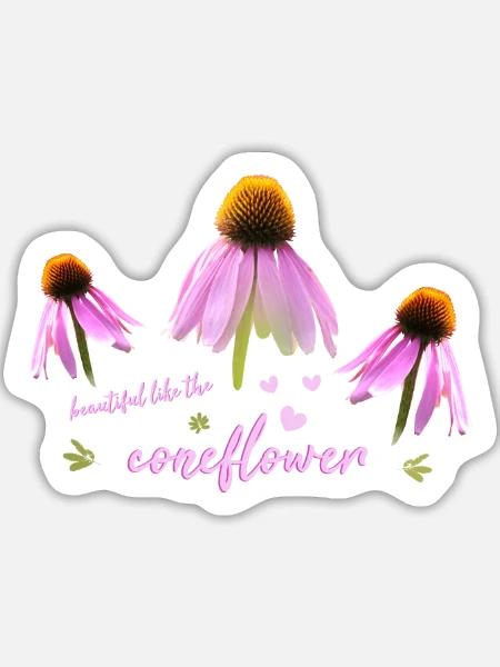Coneflower Sonnenhut - Sticker Größe L (20 x 20 cm) - Mattweiß