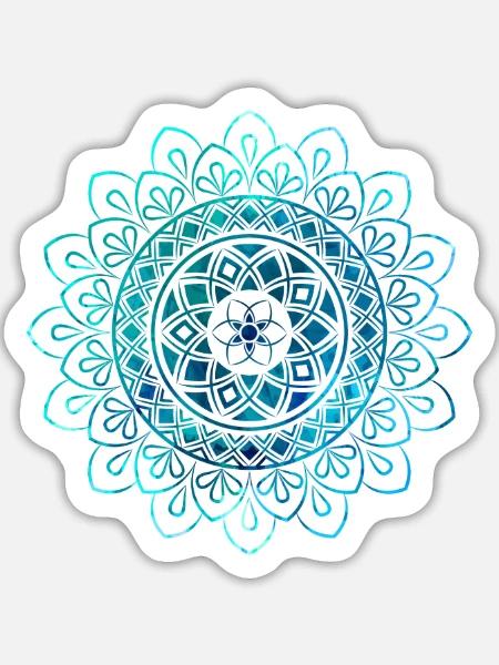 Mandala - Blau - Sticker Größe L (20 x 20 cm) - Mattweiß