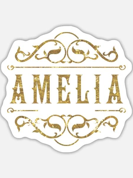 Amelia gold - Sticker Größe L (20 x 20 cm) - Mattweiß