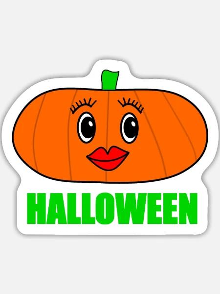 HALLOWEEN. KÜRBIS. HALLOWEEN-KÜRBIS - Sticker Größe L (20 x 20 cm) - Mattweiß