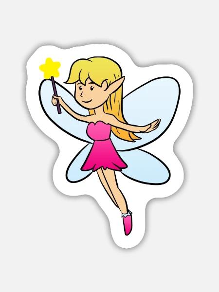 Fairy - Sticker Größe L (20 x 20 cm) - Mattweiß