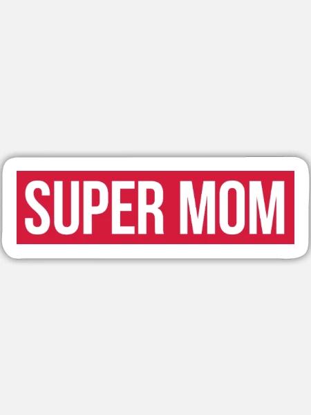 SUPER MOM - Sticker Größe L (20 x 20 cm) - Mattweiß