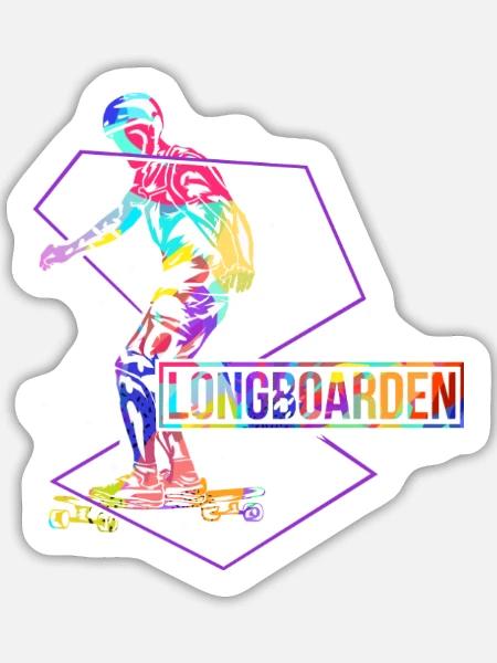 Waghalsiger Longboard Stuntfahrer - Sticker Größe L (20 x 20 cm) - Mattweiß