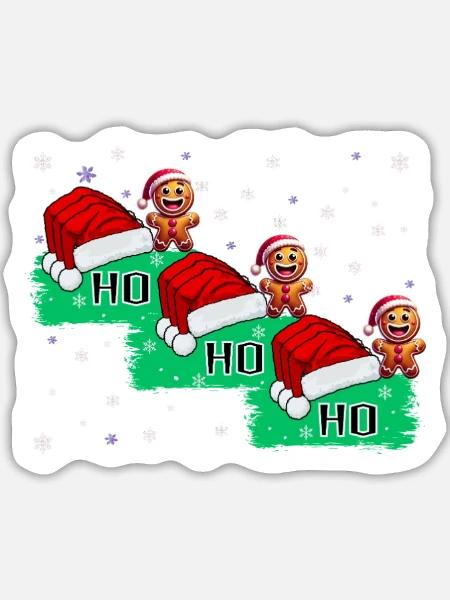 Ho Ho Ho Lebkuchenmännchen - Sticker Größe L (20 x 20 cm) - Mattweiß