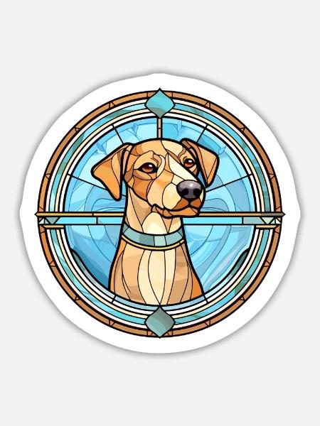 Skandinavische Hunderasse Buntes Glas - Sticker Größe L (20 x 20 cm) - Mattweiß