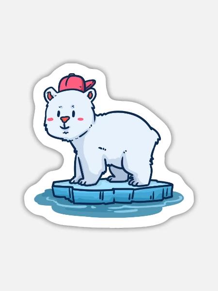 Knuddeliger Eisbär Arktisbewohner - Sticker Größe L (20 x 20 cm) - Mattweiß