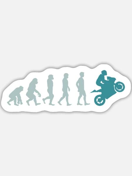 Evolution Motorrad fahren - Sticker Größe L (20 x 20 cm) - Mattweiß