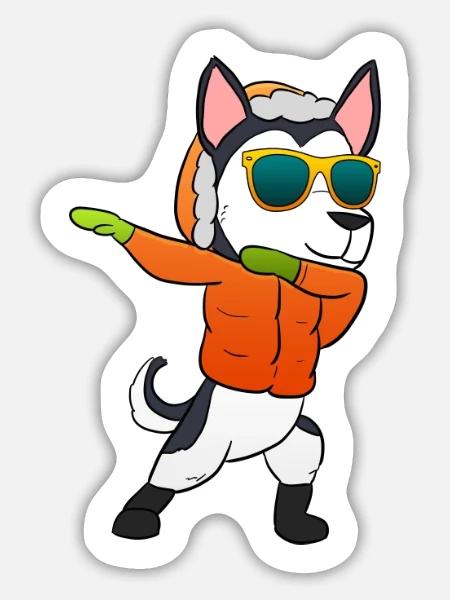 Husky Weihnachtsgeschenk - Sticker Größe L (20 x 20 cm) - Mattweiß
