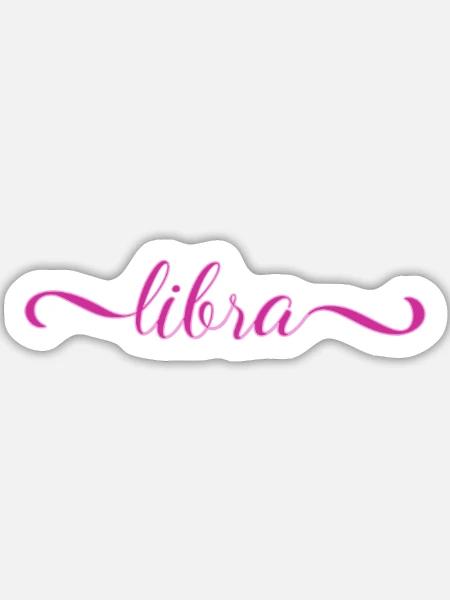 Libra Pink Script Zodiak Design - Sticker Größe L (20 x 20 cm) - Mattweiß