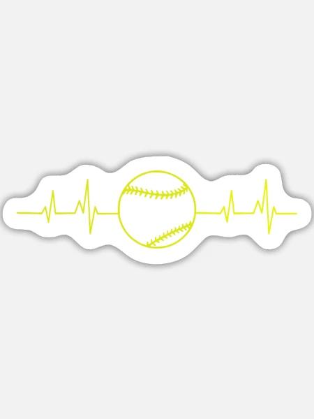 Herzschlag Tennisball Neon - Sticker Größe L (20 x 20 cm) - Mattweiß