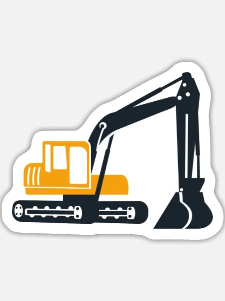 Bagger - Sticker Größe L (20 x 20 cm) - Mattweiß