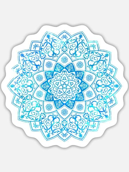 Mandala - Blau - Sticker Größe L (20 x 20 cm) - Mattweiß