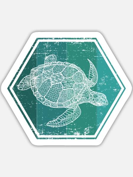 Schildkröte - Sticker Größe L (20 x 20 cm) - Mattweiß