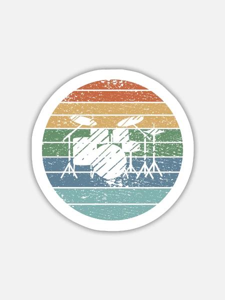 Schlagzeug spielen Retro - Sticker Größe L (20 x 20 cm) - Mattweiß