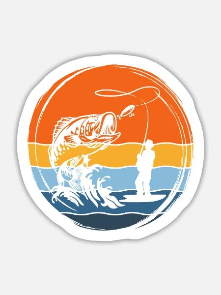 Angler Angeln - Sticker Größe L (20 x 20 cm) - Mattweiß