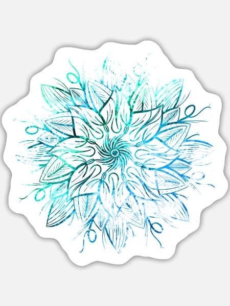 Mandala - Blau - Sticker Größe L (20 x 20 cm) - Mattweiß