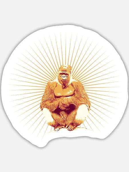 Gorilla Retro - Sticker Größe L (20 x 20 cm) - Mattweiß