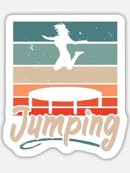 Springendes Trampolin Trampolin Trampolinspringen - Sticker Größe L (20 x 20 cm) - Mattweiß