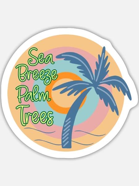 Meeresbrise Palmenbaum - Sticker Größe L (20 x 20 cm) - Mattweiß