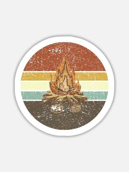 Lagerfeuer Retro - Sticker Größe L (20 x 20 cm) - Mattweiß