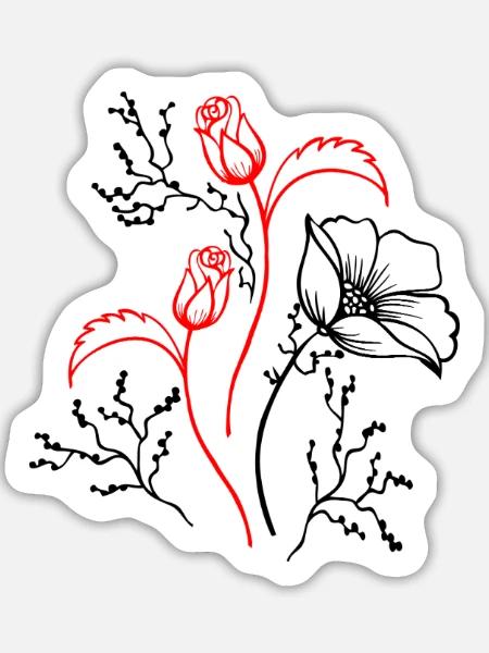 Blumenstrauß - Sticker Größe L (20 x 20 cm) - Mattweiß