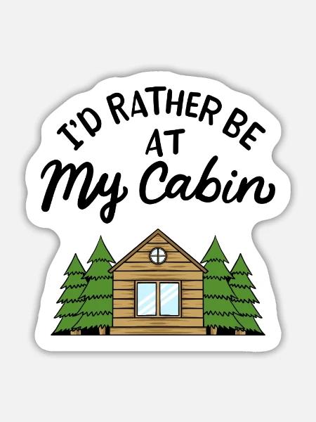 Camping Hütte Wald - Sticker Größe L (20 x 20 cm) - Mattweiß