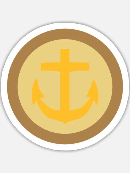 Knopf Marine Anker Schluterklappe - Sticker Größe L (20 x 20 cm) - Mattweiß