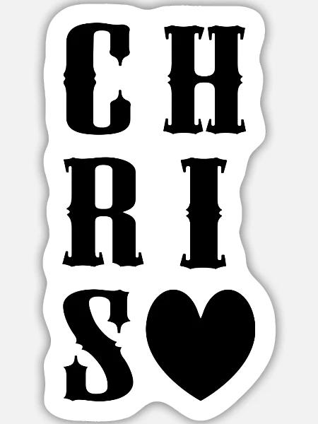Chris Name mit Herz - Sticker Größe L (20 x 20 cm) - Mattweiß