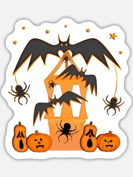 Halloween Happy Halloween Kürbis - Sticker Größe L (20 x 20 cm) - Mattweiß