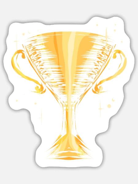 Goldener Siegerpokal Trophäe Gewinner - Sticker Größe L (20 x 20 cm) - Mattweiß