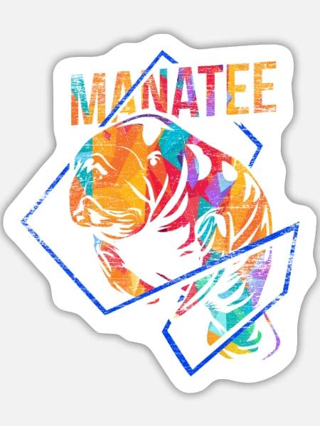 Seekuh Dugong Polygon - Sticker Größe L (20 x 20 cm) - Mattweiß