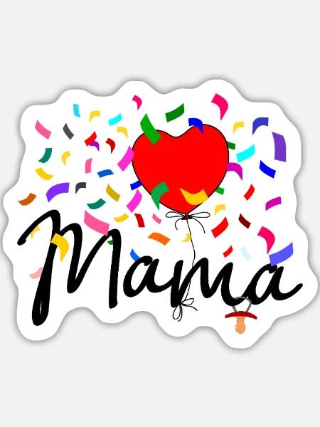 Mama Konfetti - Sticker Größe L (20 x 20 cm) - Mattweiß