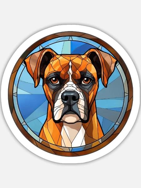 Boxer Hunderasse Aquarellglas - Sticker Größe L (20 x 20 cm) - Mattweiß
