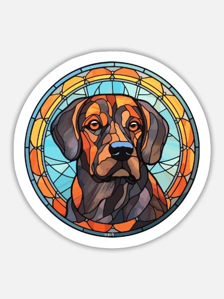 Berger de Beauce Hunderasse Buntglas bunt - Sticker Größe L (20 x 20 cm) - Mattweiß