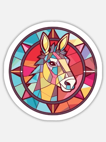 Esel bunte Aquarell-Tier-Haustier-Illustration - Sticker Größe L (20 x 20 cm) - Mattweiß