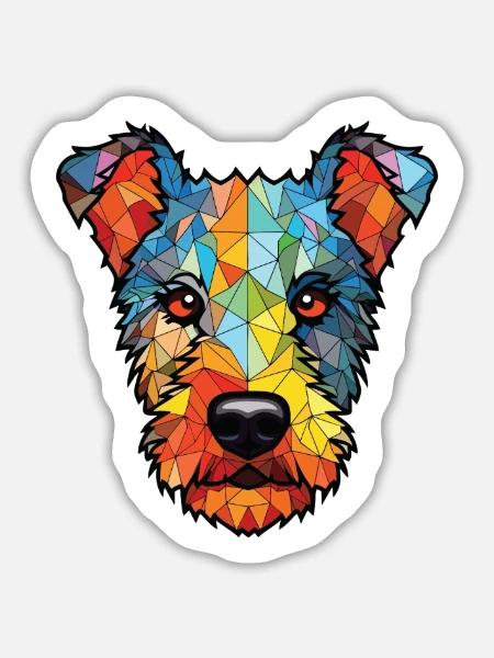 Pumi Hunderasse Bunte Aquarell-Illustration - Sticker Größe L (20 x 20 cm) - Mattweiß