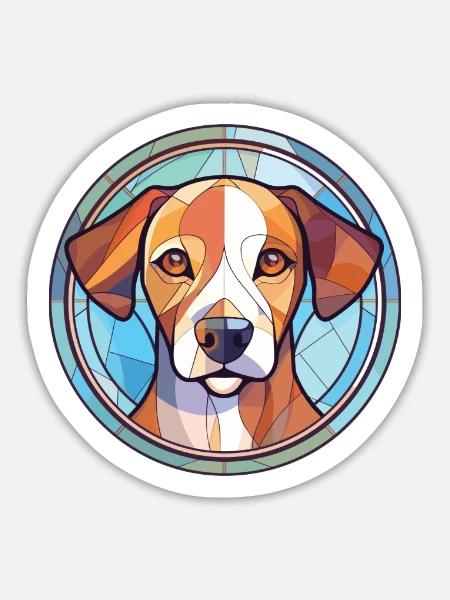 Akbash Hunderasse bunte Aquarell-Illustration - Sticker Größe L (20 x 20 cm) - Mattweiß